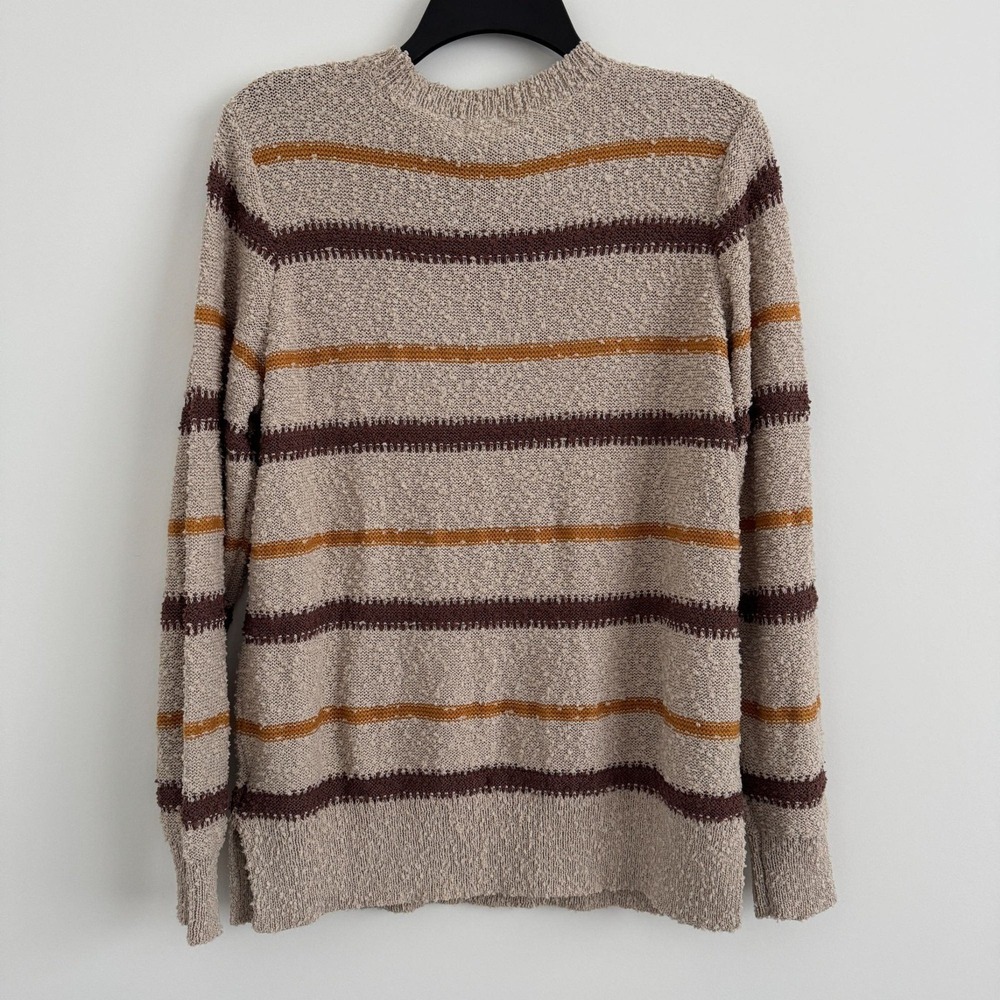 Mason & Belle Sweater Striped Pullover Womens Medium Beige Brown Textured NWT